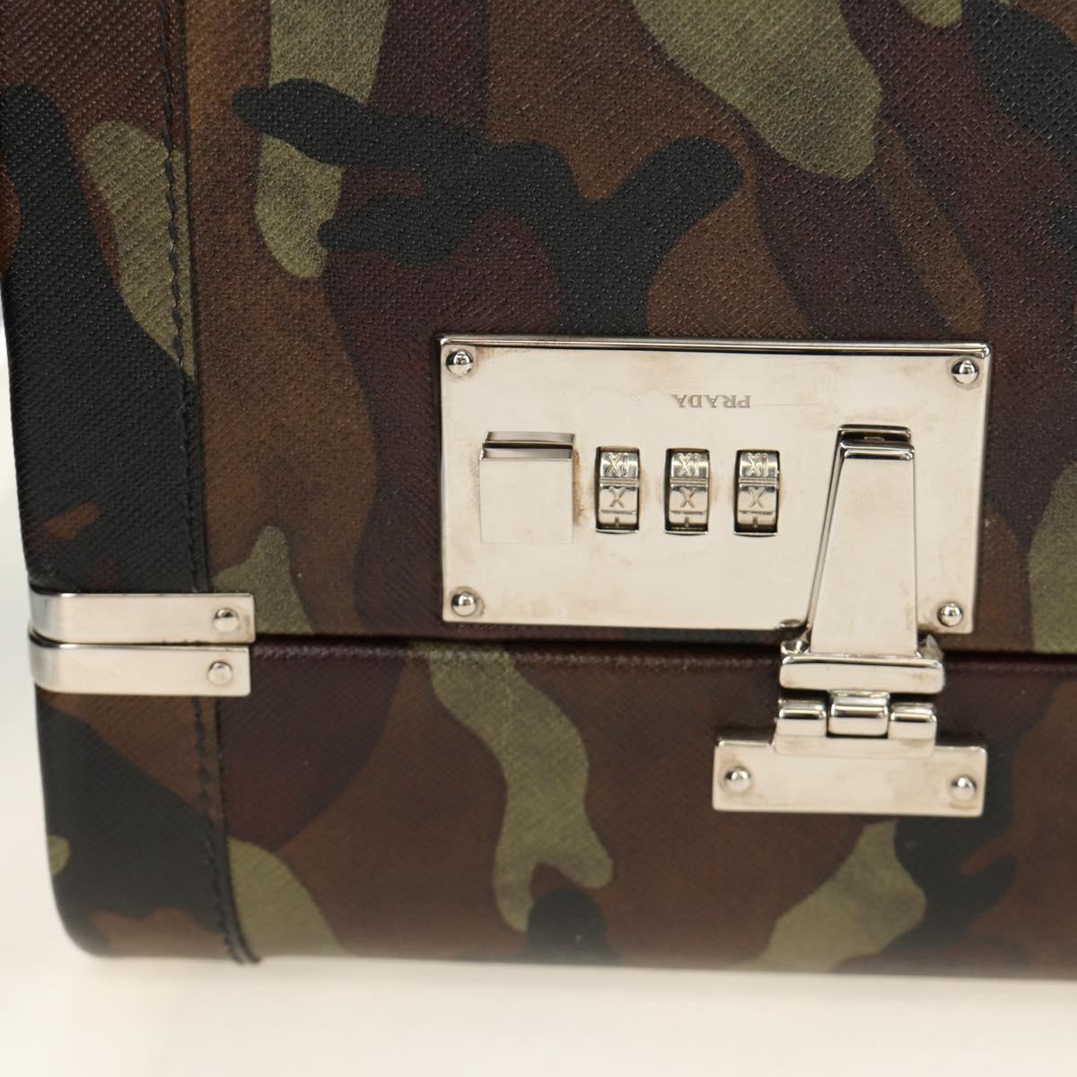 PRADA Trunk Saffiano leather Camouflage Auth 185558V