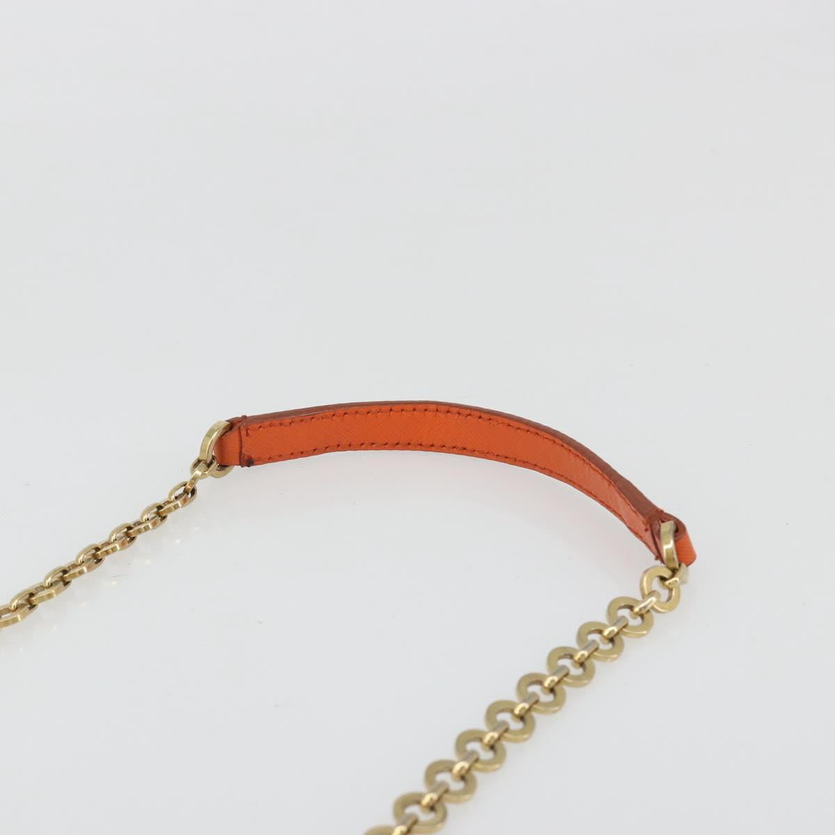 Salvatore Ferragamo Gancini Chain Shoulder Bag Leather Orange Gold Auth 185560