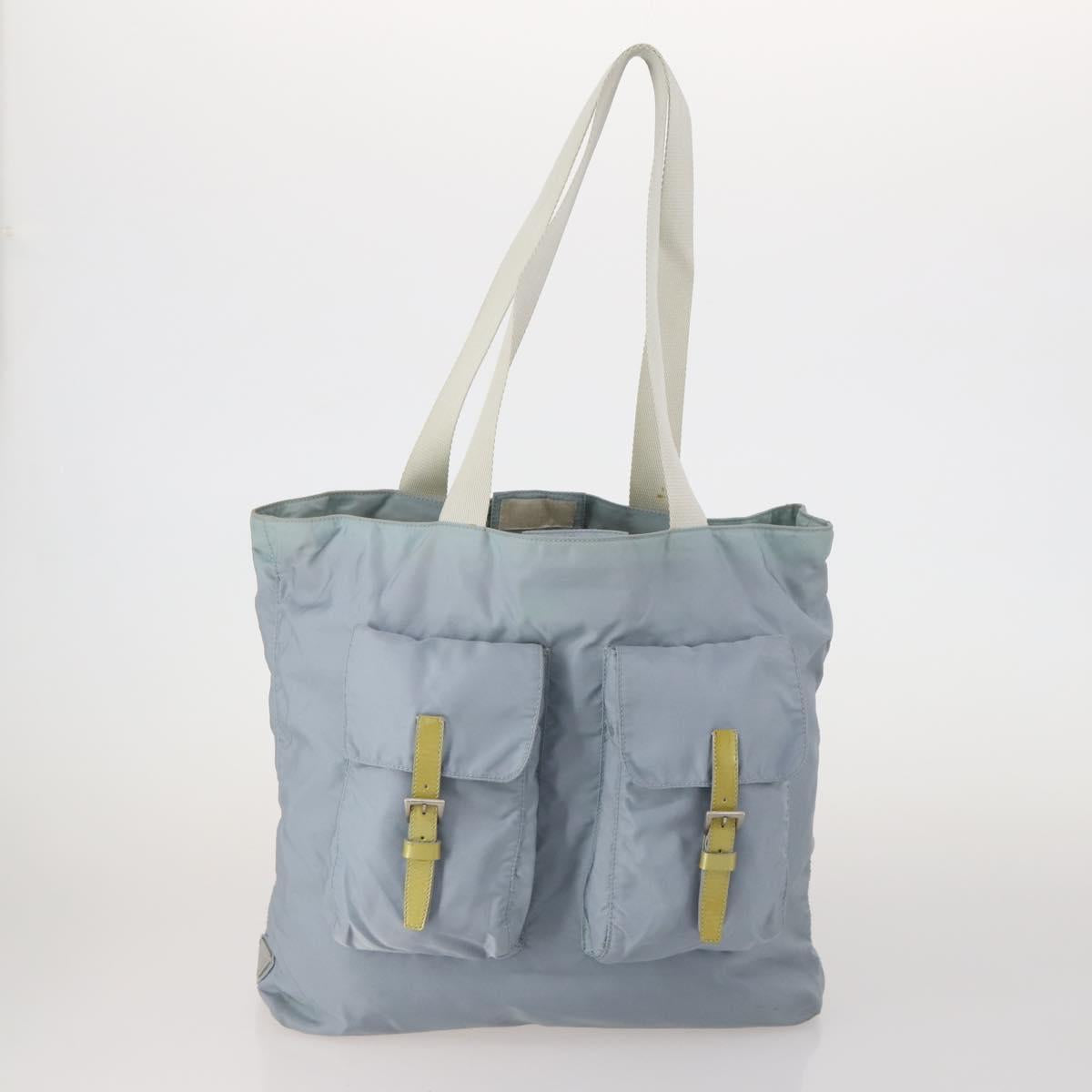 PRADA Hand Bag Nylon 4 Set Khaki Light Blue Red Auth 185563