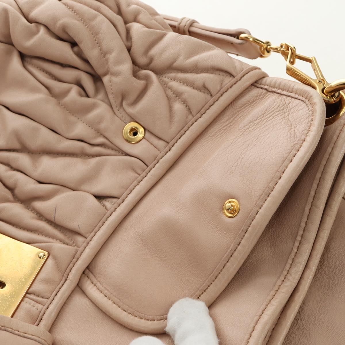 Miu Miu Matelasse Shoulder Bag Leather 2way Pink Gold Auth 185581M