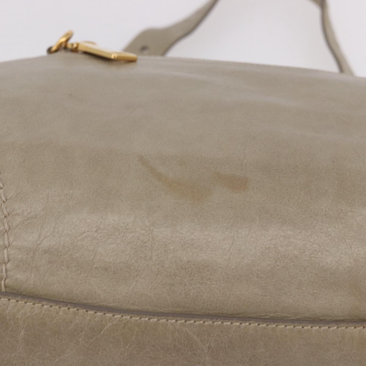 PRADA Hand Bag Leather 2way Khaki Gold Auth 185582A