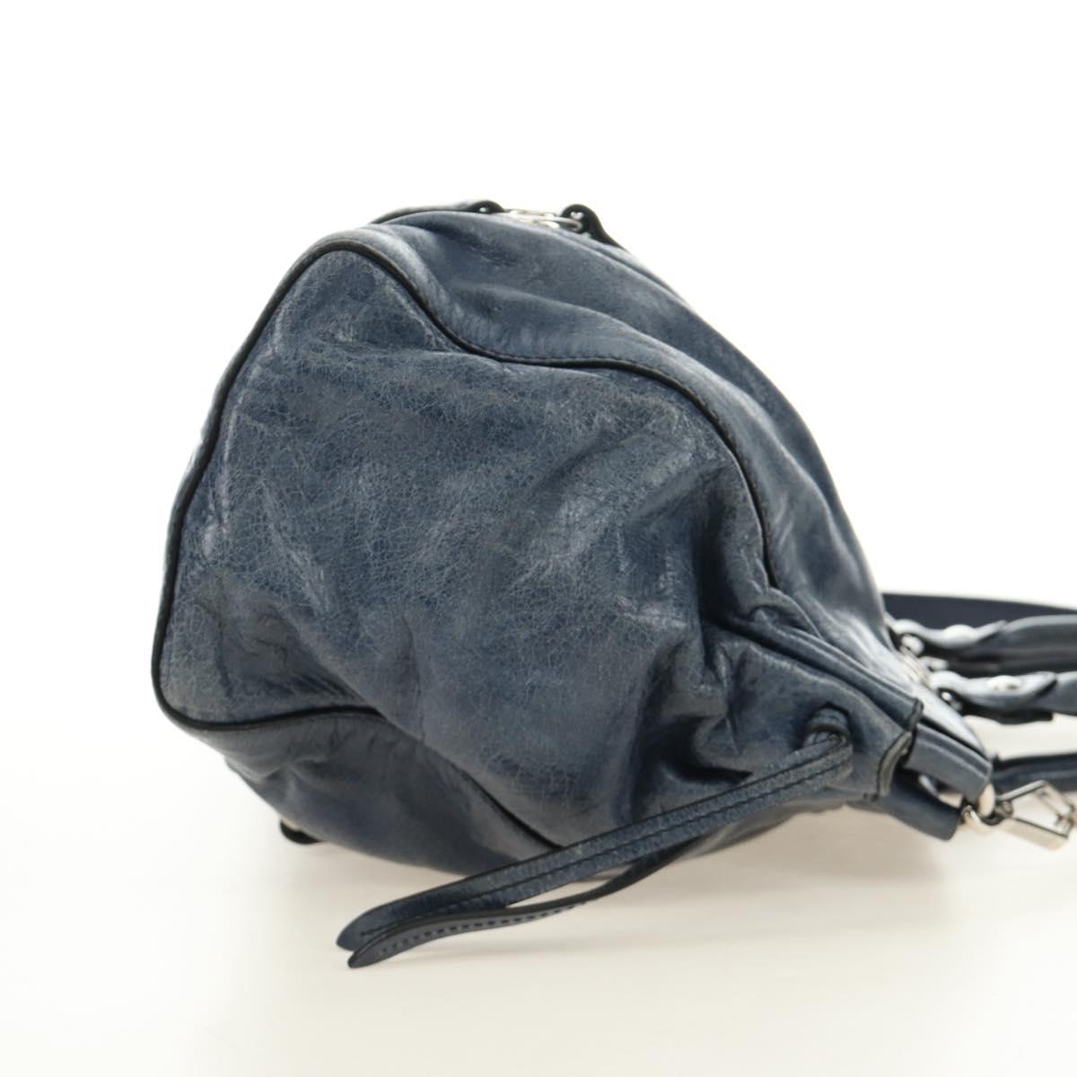 Miu Miu Hand Bag Leather 2way Navy Silver Auth 185583M