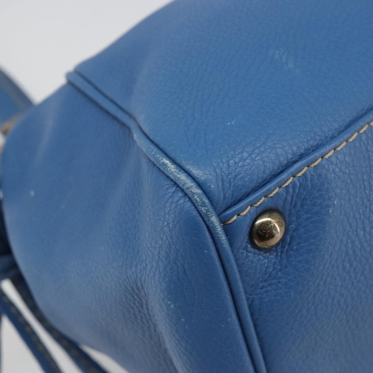 Salvatore Ferragamo Gancini Tote Bag Leather Blue Gold Auth 185584A