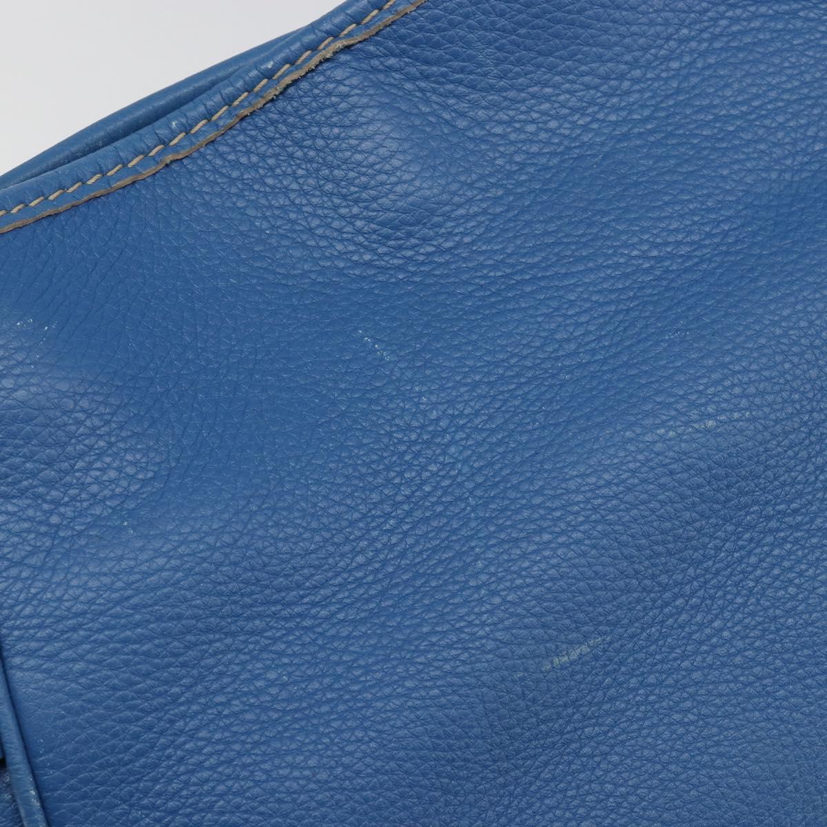 Salvatore Ferragamo Gancini Tote Bag Leather Blue Gold Auth 185584A