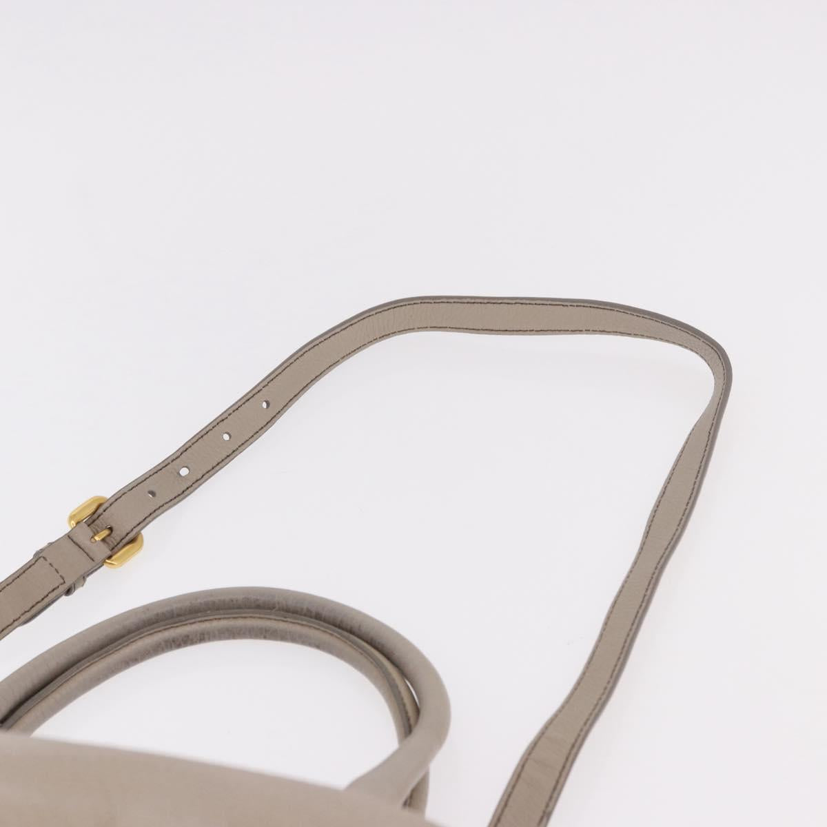 PRADA Tote Bag Leather 2way Beige Gold Auth 185585A