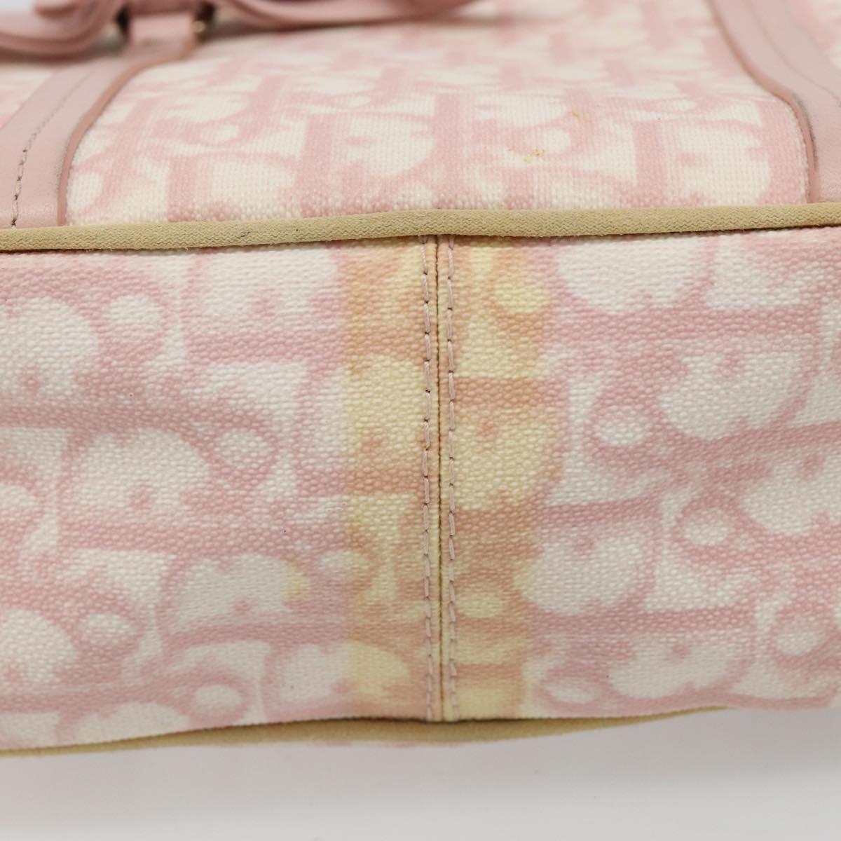 Christian Dior Trotter Canvas Chain Hand Bag PVC Pink Gold Auth 185587A