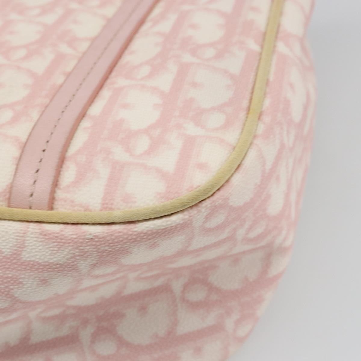 Christian Dior Trotter Canvas Chain Hand Bag PVC Pink Gold Auth 185587A