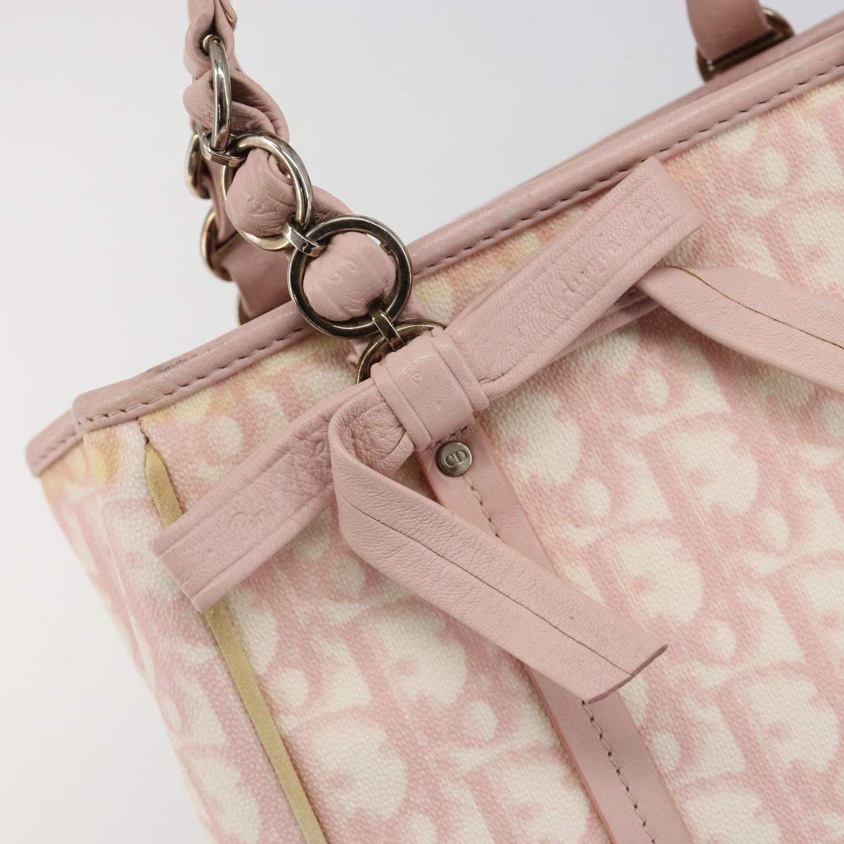 Christian Dior Trotter Canvas Chain Hand Bag PVC Pink Gold Auth 185587A
