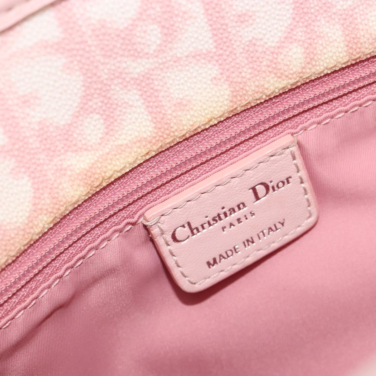 Christian Dior Trotter Canvas Chain Hand Bag PVC Pink Gold Auth 185587A