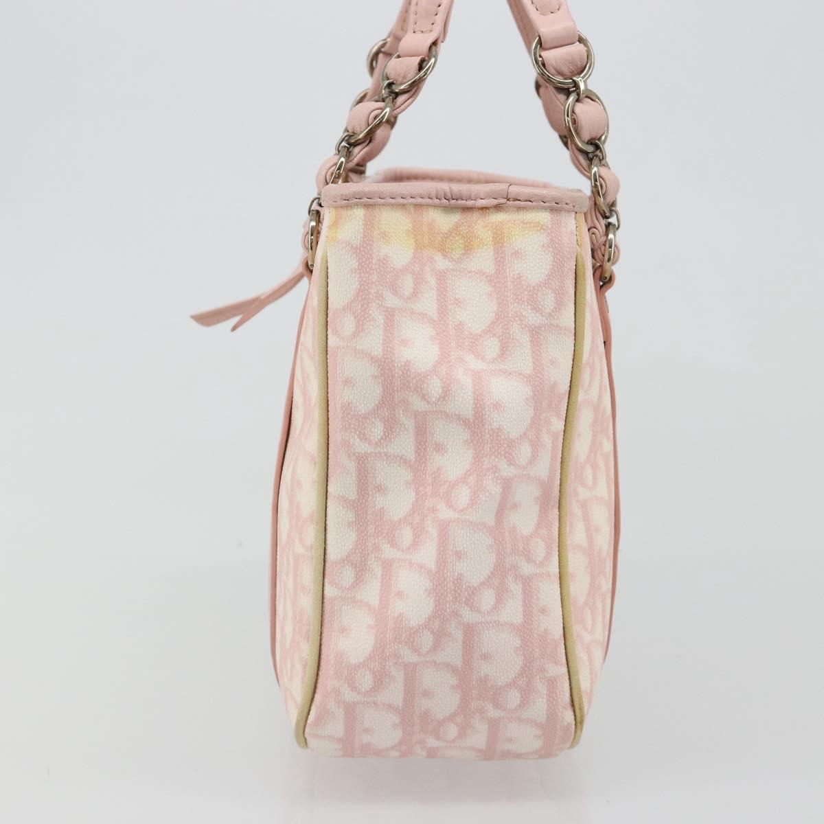 Christian Dior Trotter Canvas Chain Hand Bag PVC Pink Gold Auth 185587A