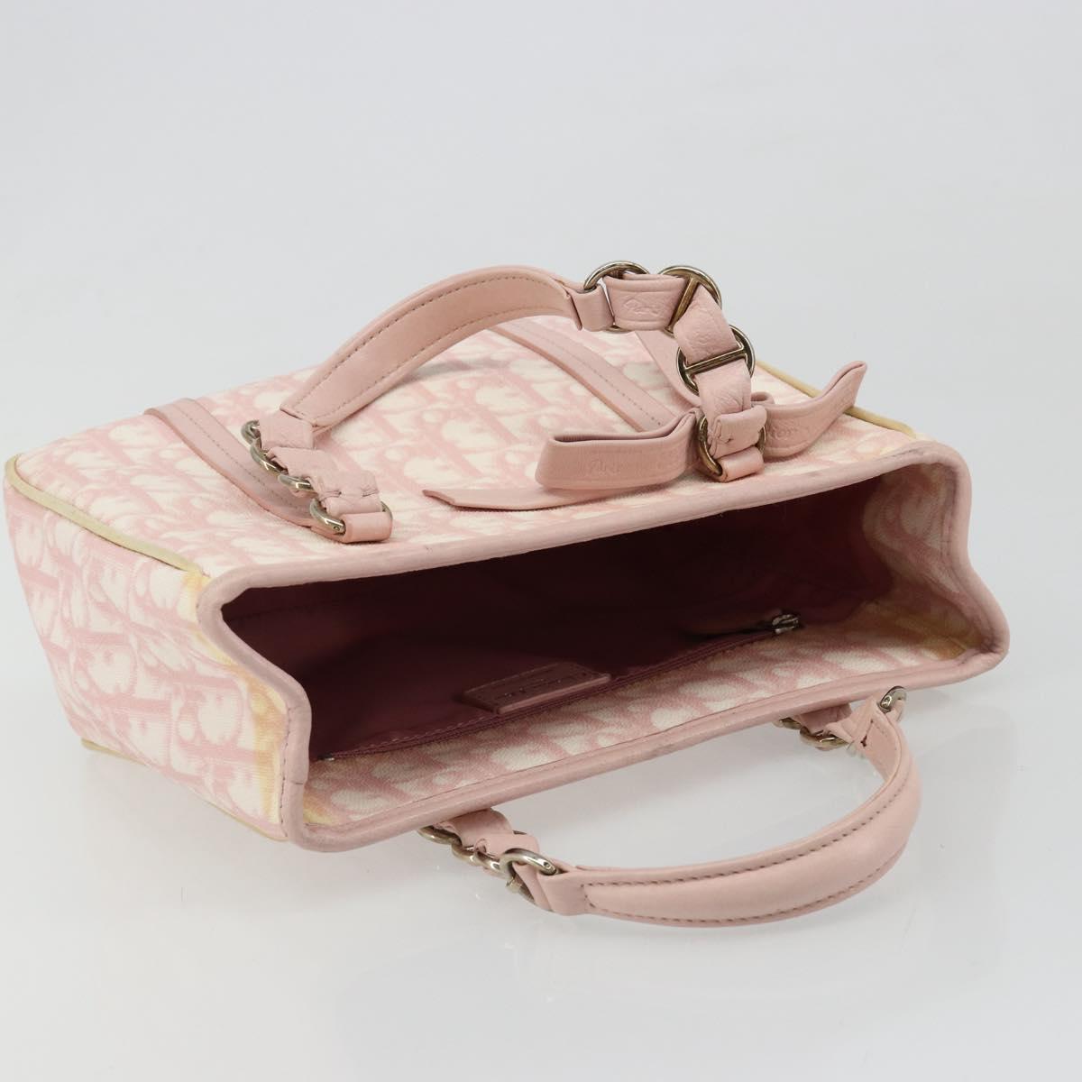 Christian Dior Trotter Canvas Chain Hand Bag PVC Pink Gold Auth 185587A