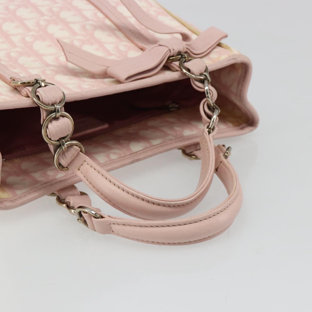 Christian Dior Trotter Canvas Chain Hand Bag PVC Pink Gold Auth 185587A