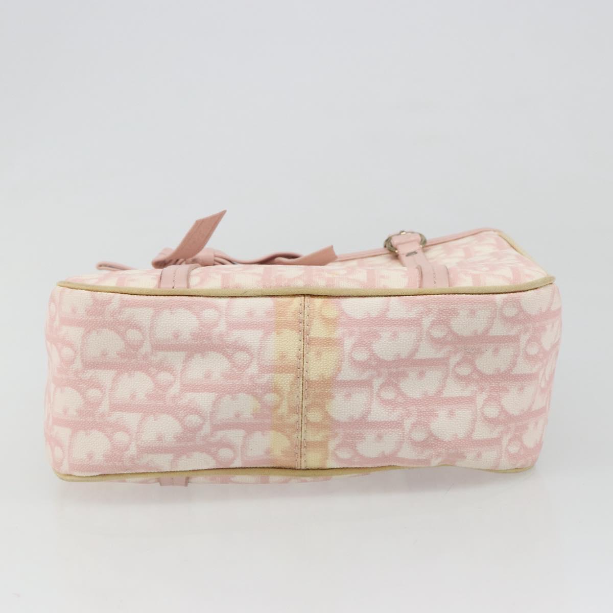Christian Dior Trotter Canvas Chain Hand Bag PVC Pink Gold Auth 185587A