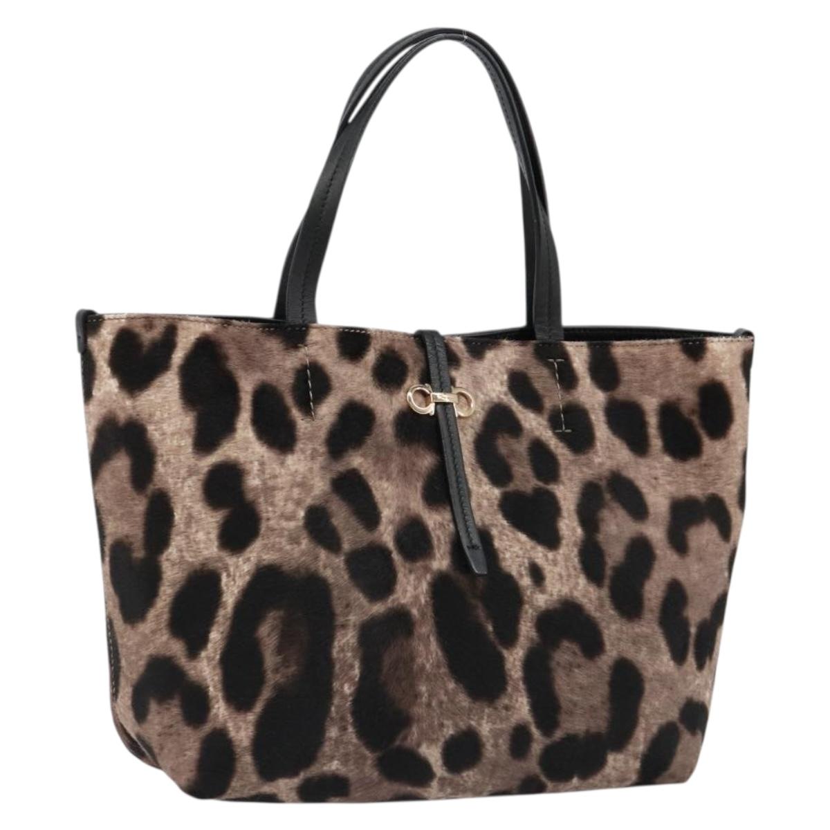 Salvatore Ferragamo Tote Bag Harako Leather Brown Gold Auth 185590A