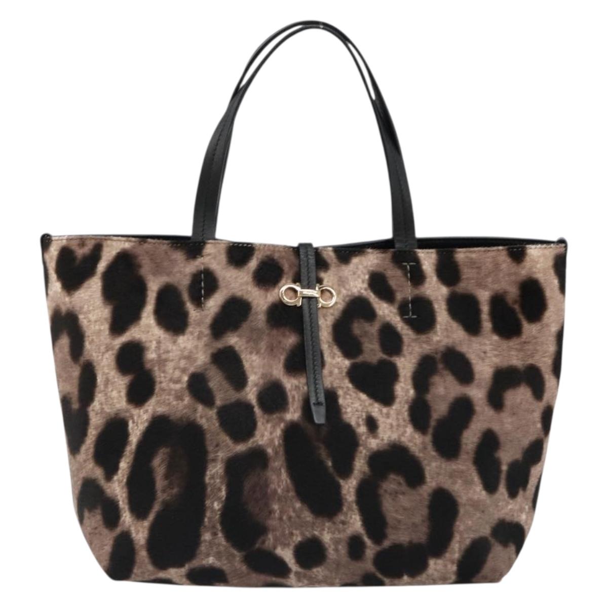 Salvatore Ferragamo Tote Bag Harako Leather Brown Gold Auth 185590A