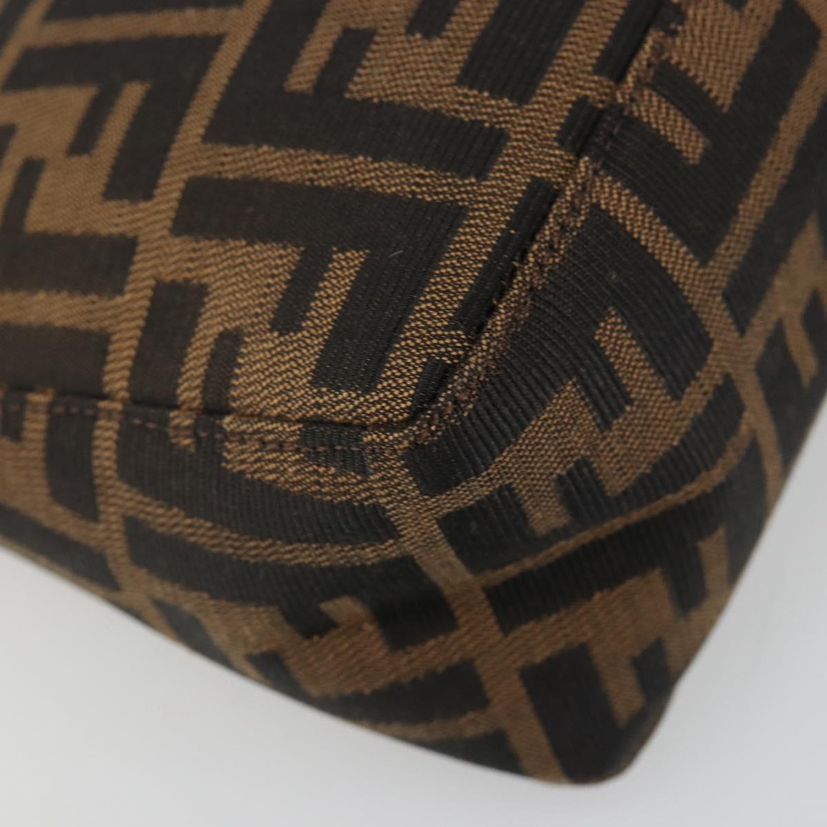 FENDI Zucca Canvas Hand Pouch Black Brown Auth 185591