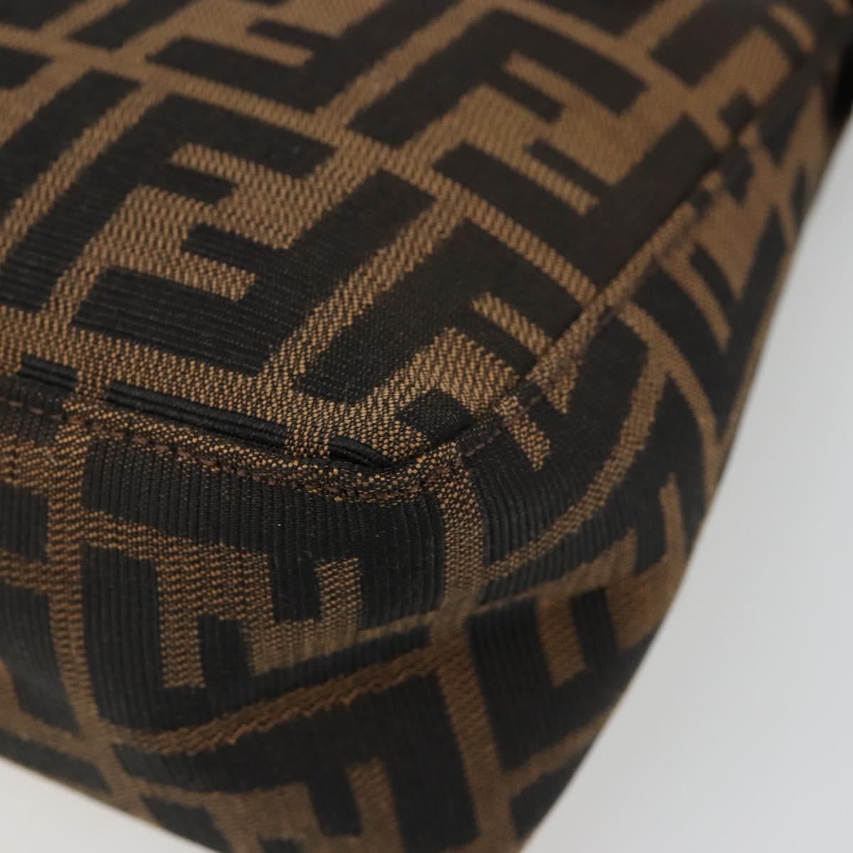 FENDI Zucca Canvas Hand Pouch Black Brown Auth 185591