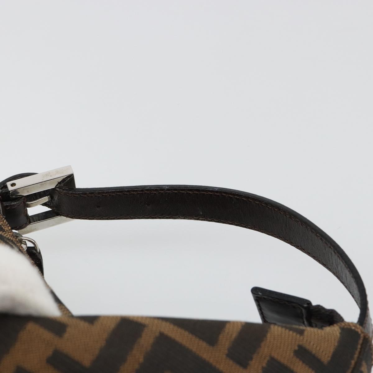FENDI Zucca Canvas Hand Pouch Black Brown Auth 185591