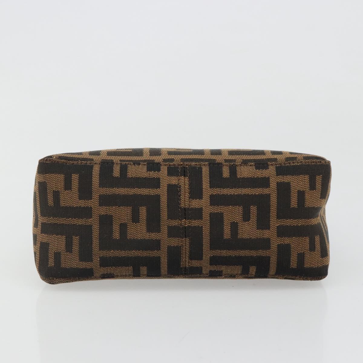 FENDI Zucca Canvas Hand Pouch Black Brown Auth 185591