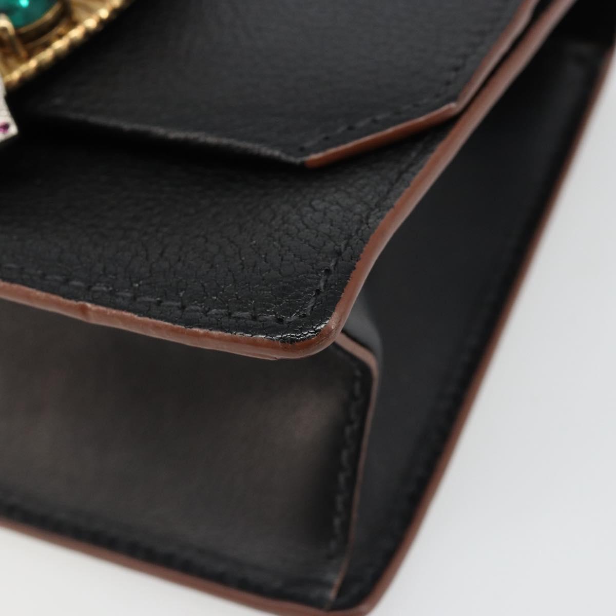 Miu Miu Shoulder Bag Leather Black Gold Auth 185592A