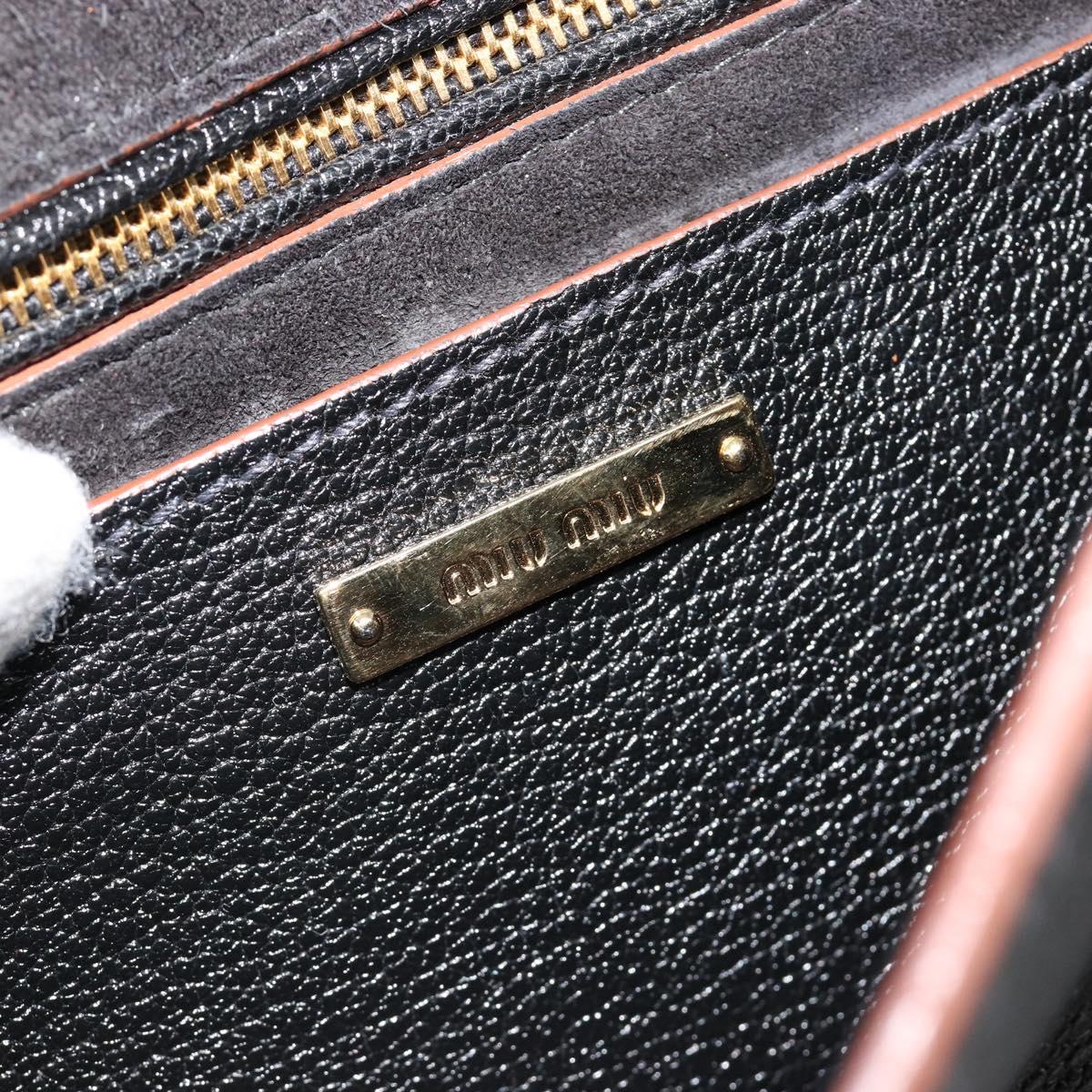 Miu Miu Shoulder Bag Leather Black Gold Auth 185592A