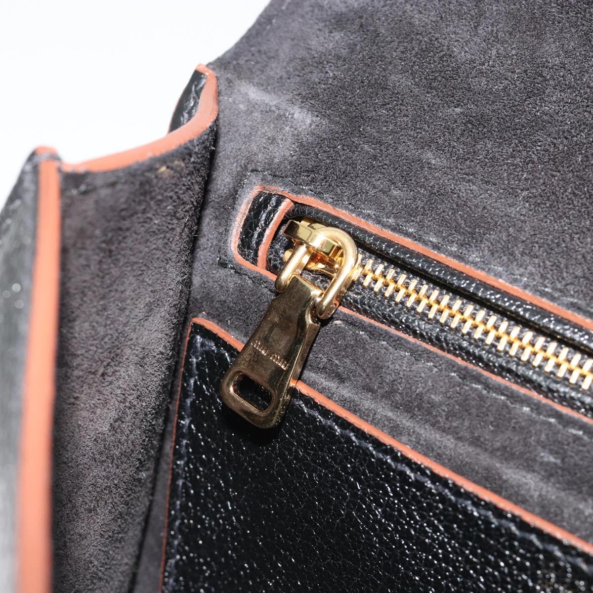 Miu Miu Shoulder Bag Leather Black Gold Auth 185592A