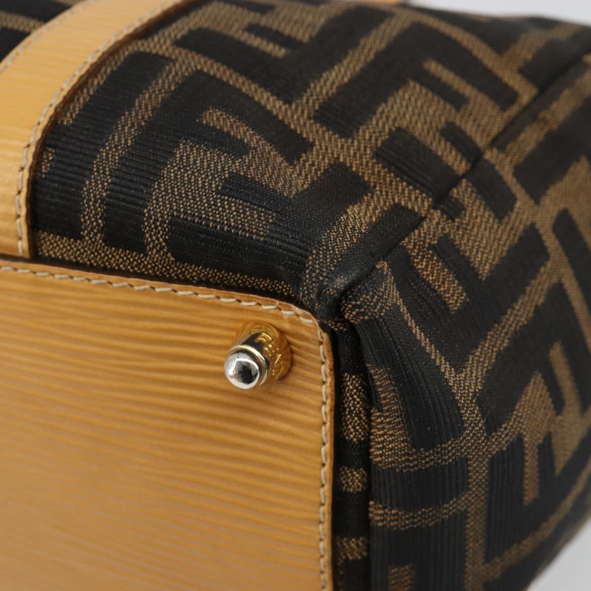 FENDI Zucca Canvas Hand Bag 2way Black Brown Auth 185594A