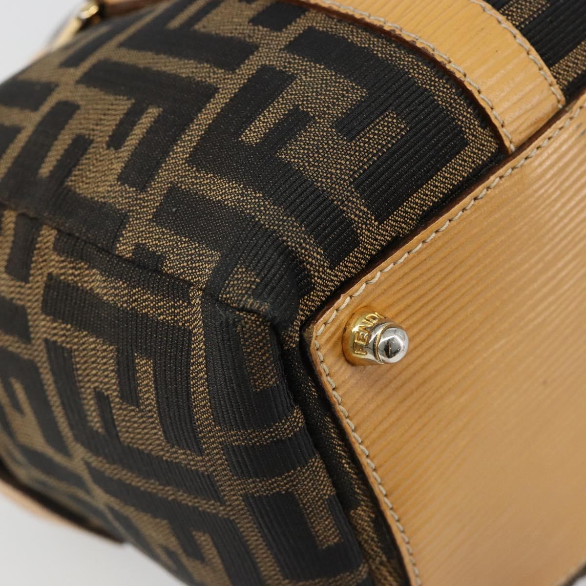 FENDI Zucca Canvas Hand Bag 2way Black Brown Auth 185594A
