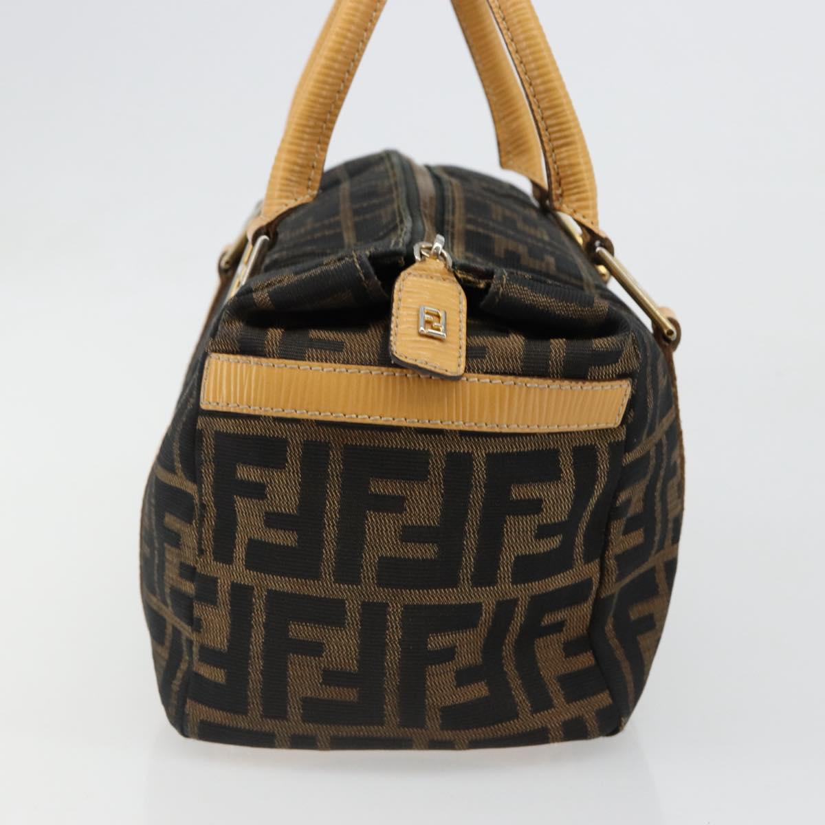 FENDI Zucca Canvas Hand Bag 2way Black Brown Auth 185594A