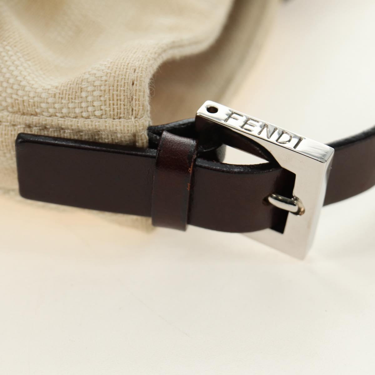 FENDI Zucca Canvas Mamma Baguette Shoulder Bag Ivory Silver Auth 185596V