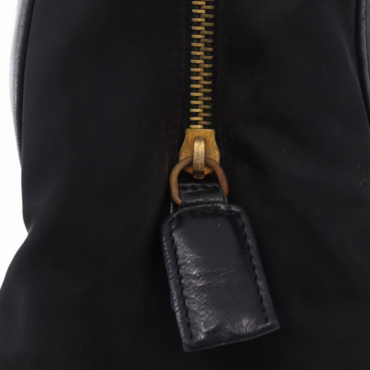 PRADA Chain Shoulder Bag Leather Black Gold Auth 185597A