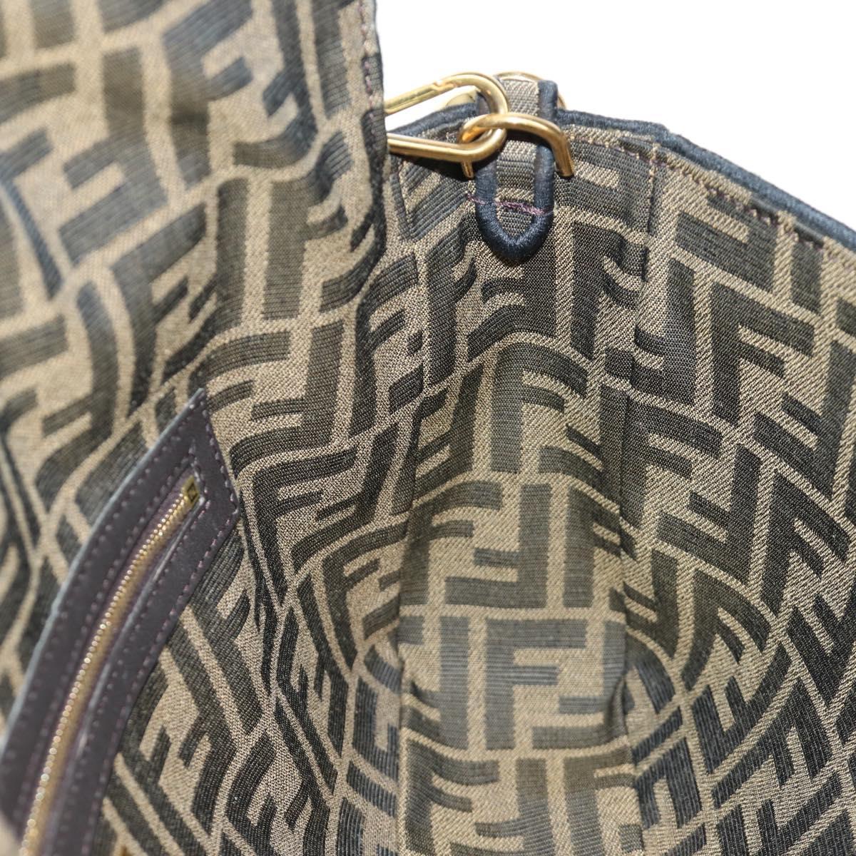 FENDI Zucca Canvas Mamma Baguette Shoulder Bag 2way Black Brown Auth 185598SM