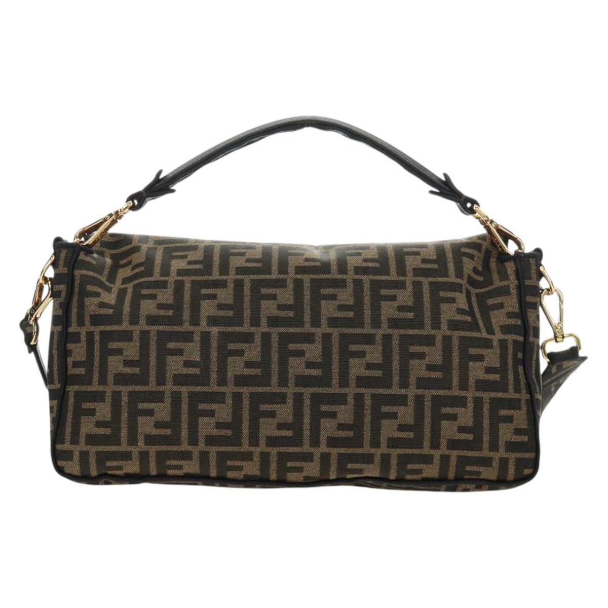FENDI Zucca Canvas Mamma Baguette Shoulder Bag 2way Black Brown Auth 185598SM