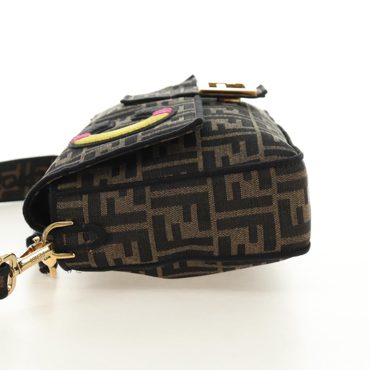 FENDI Zucca Canvas Mamma Baguette Shoulder Bag 2way Black Brown Auth 185598SM