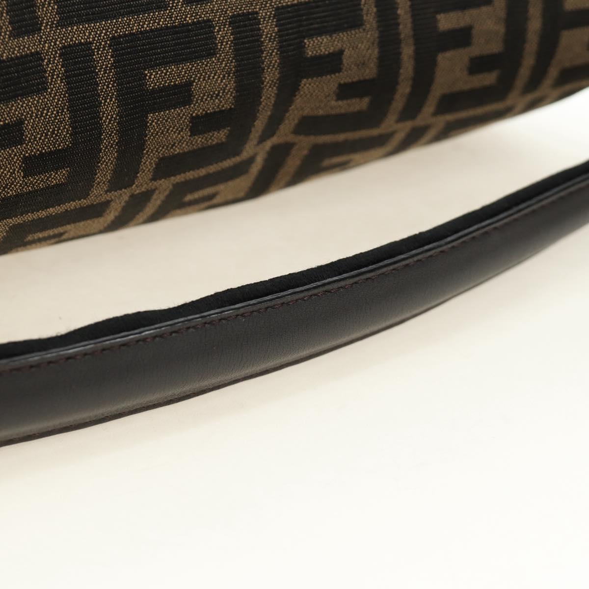 FENDI Zucca Canvas Mamma Baguette Shoulder Bag 2way Black Brown Auth 185598SM