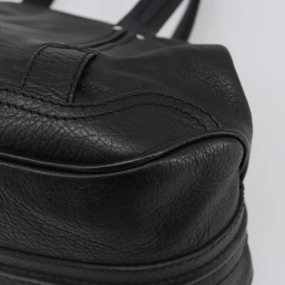 CELINE Triomphe Hand Bag Leather Black Silver Auth 185601A