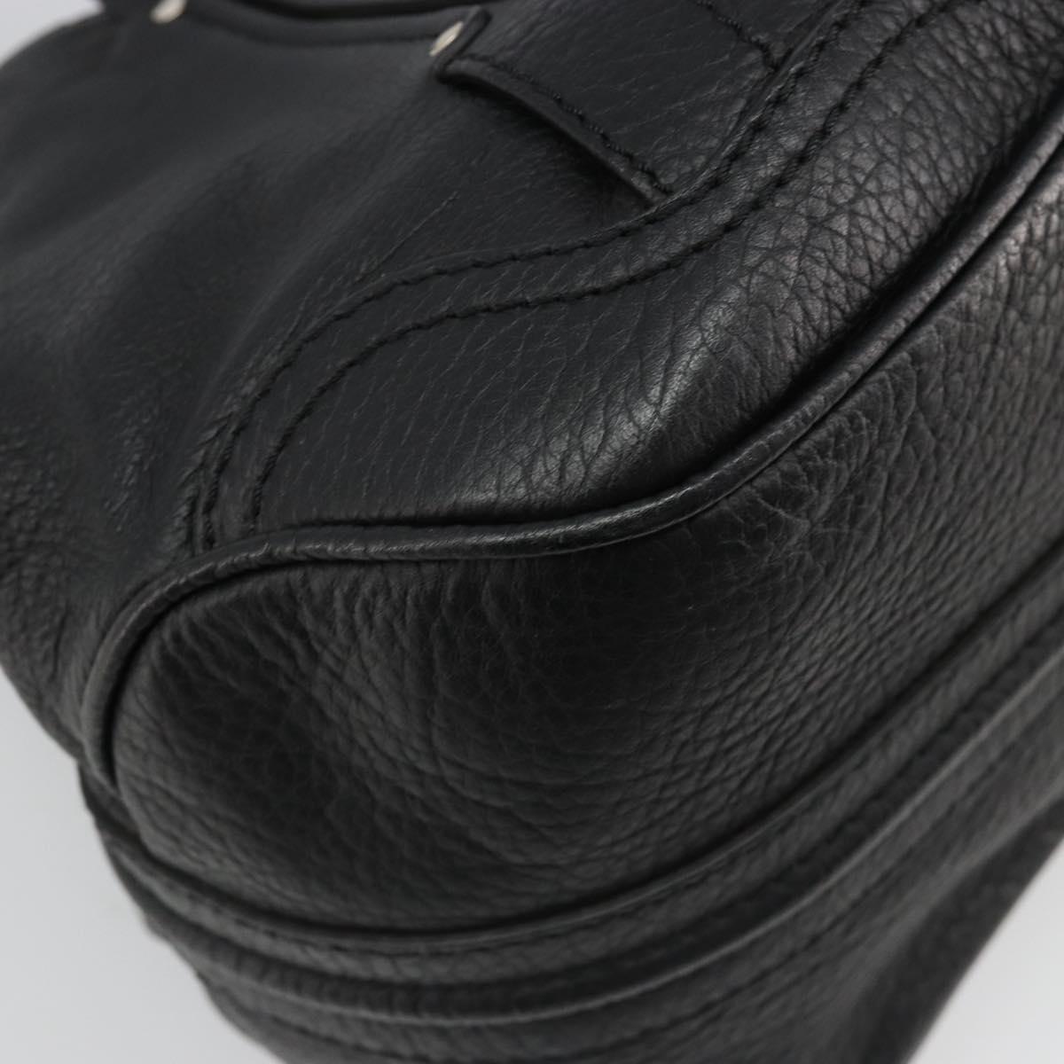 CELINE Triomphe Hand Bag Leather Black Silver Auth 185601A