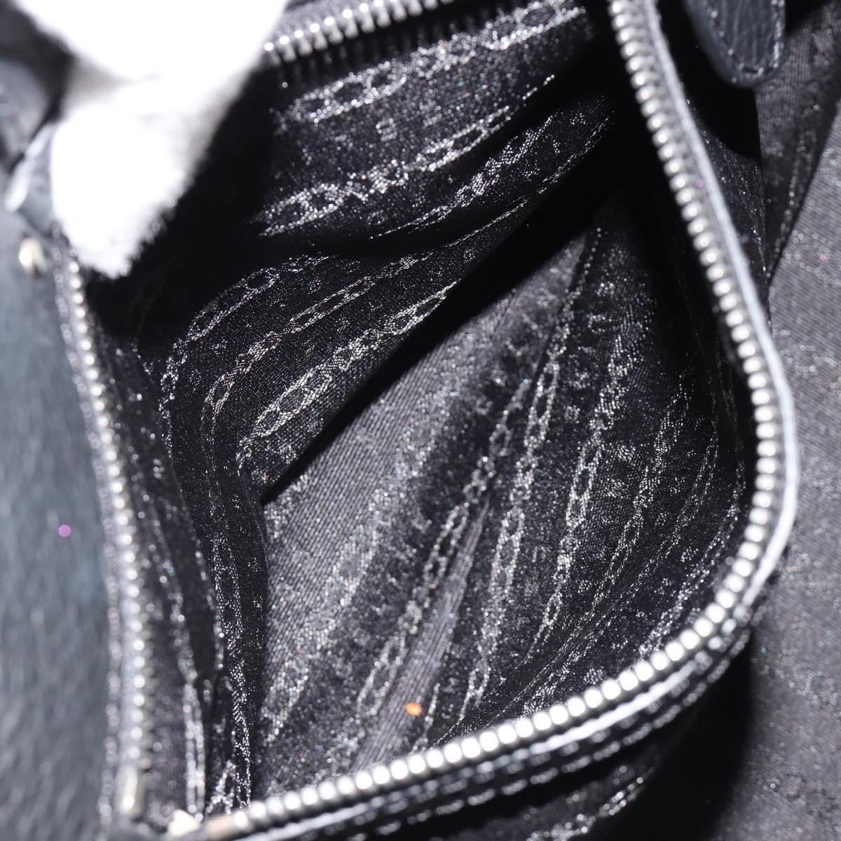 CELINE Triomphe Hand Bag Leather Black Silver Auth 185601A