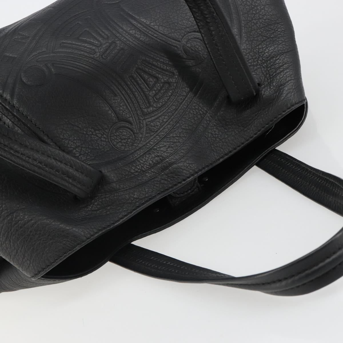 CELINE Triomphe Hand Bag Leather Black Silver Auth 185601A