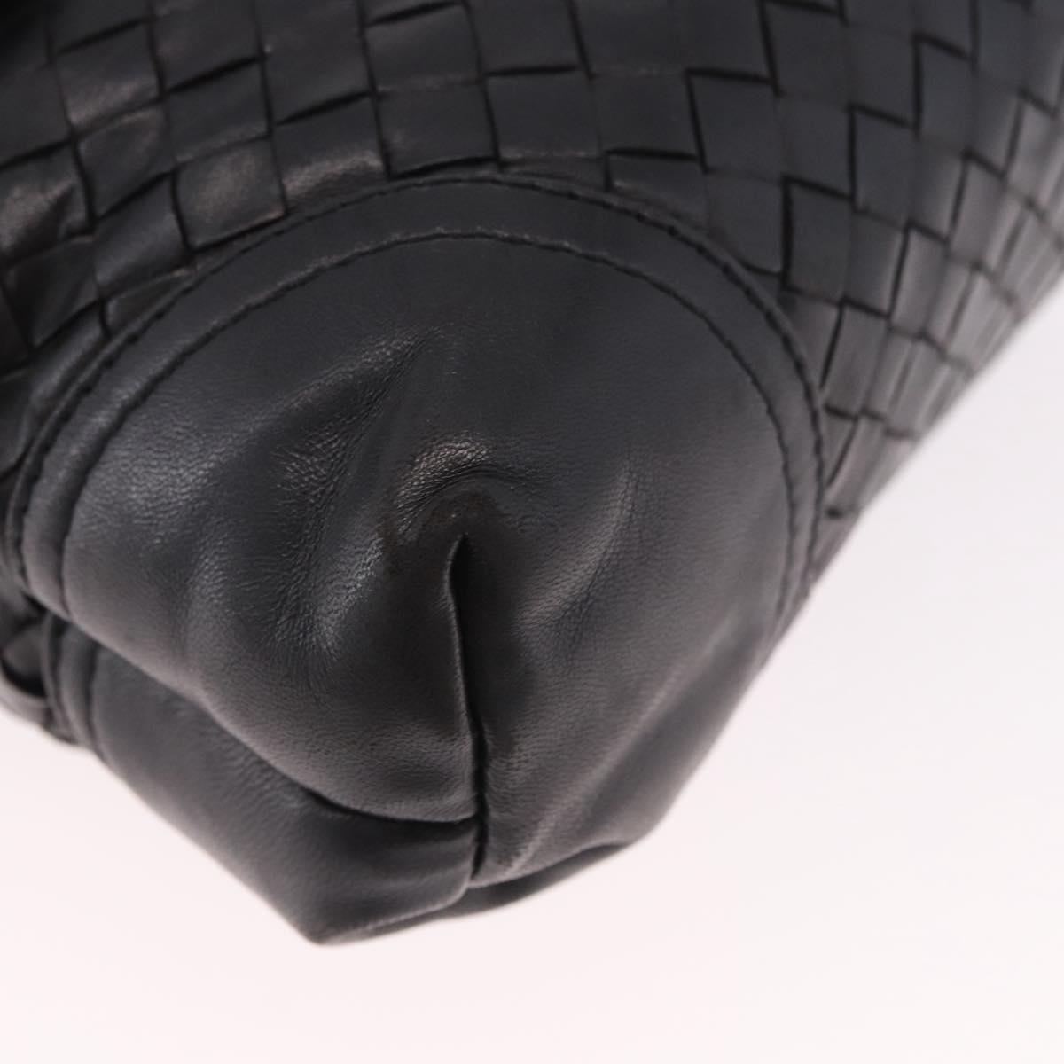 BOTTEGA VENETA INTRECCIATO Hand Bag Leather 2way Black Gold Auth 185602A