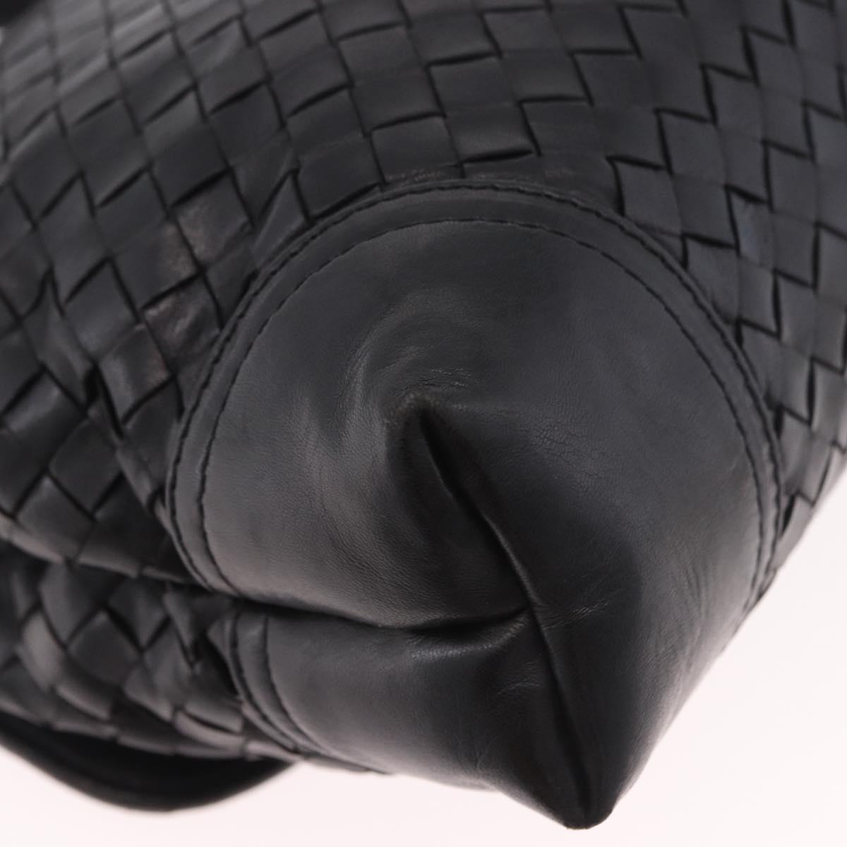 BOTTEGA VENETA INTRECCIATO Hand Bag Leather 2way Black Gold Auth 185602A