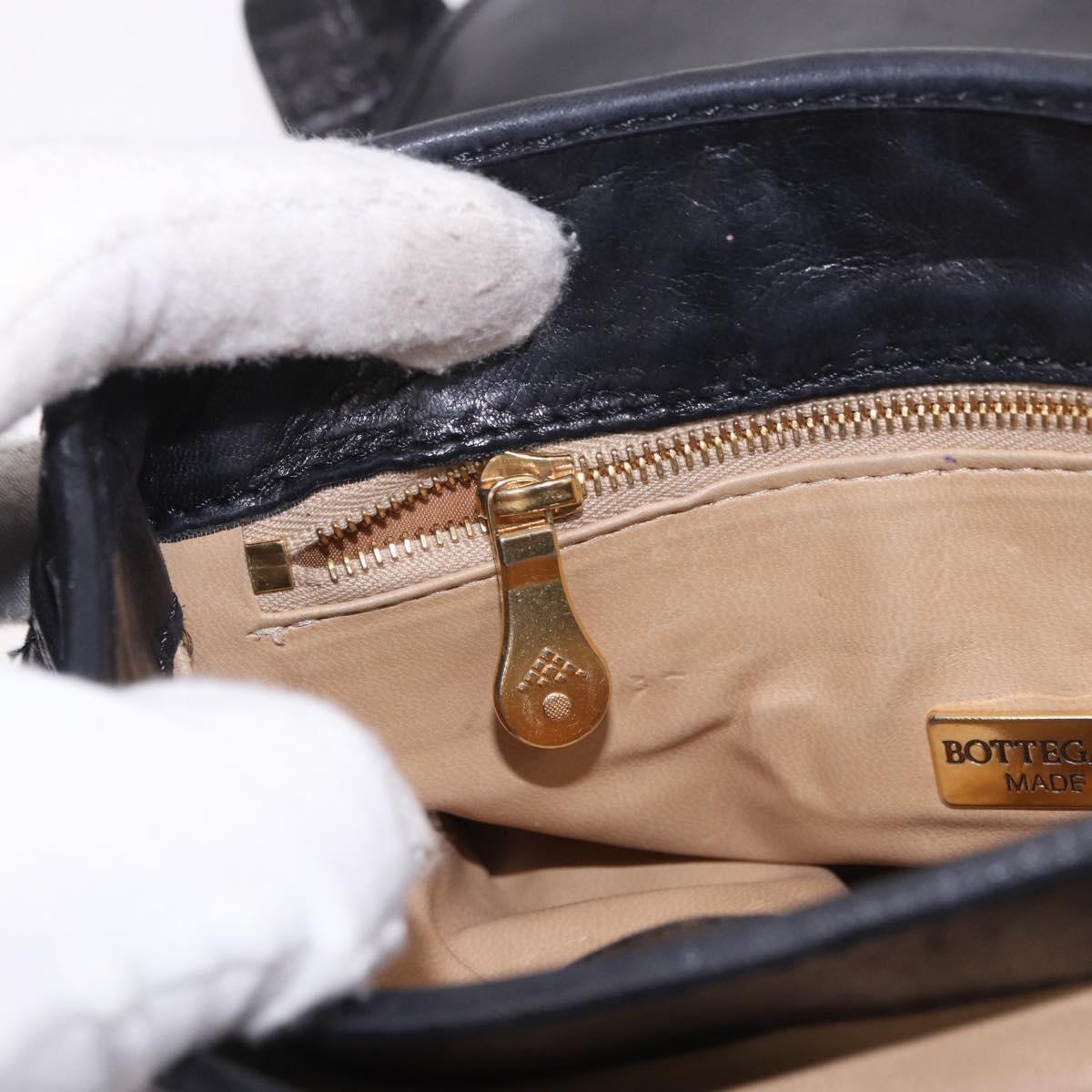 BOTTEGA VENETA INTRECCIATO Hand Bag Leather 2way Black Gold Auth 185602A