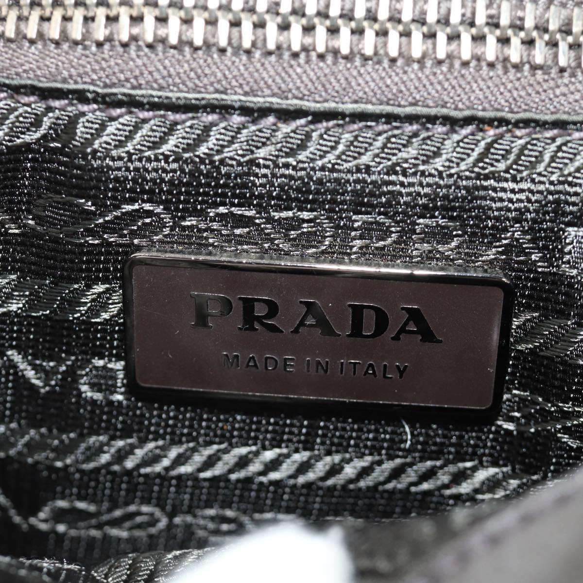 PRADA Chain Shoulder Bag Canvas Brown Silver Auth 185603SM