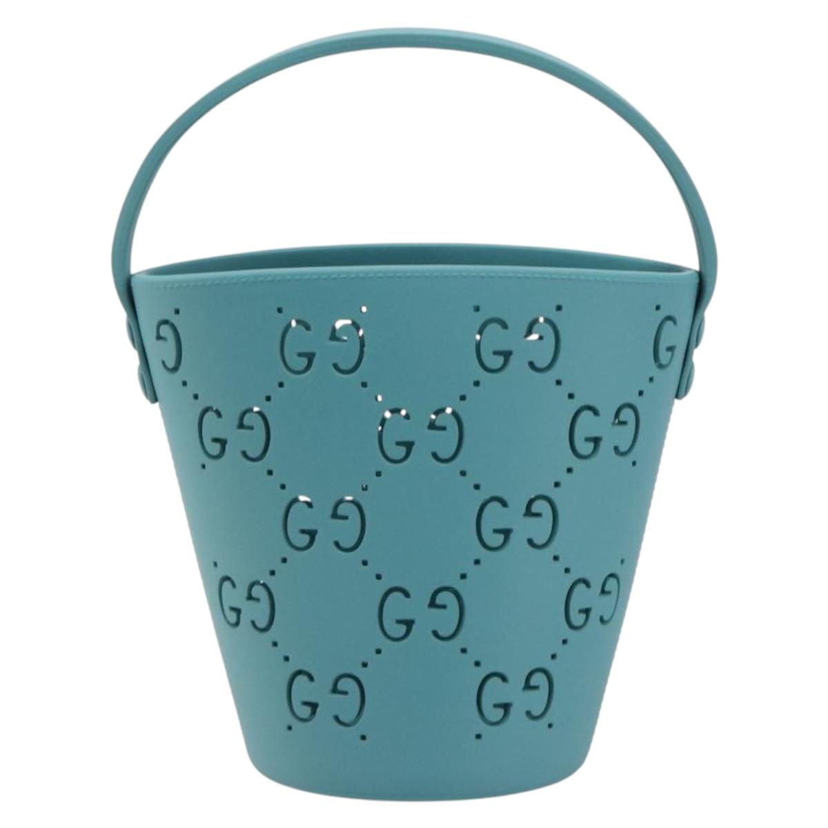 GUCCI Children's Hand Bag rubber Turquoise Blue 723051 Auth 185604M