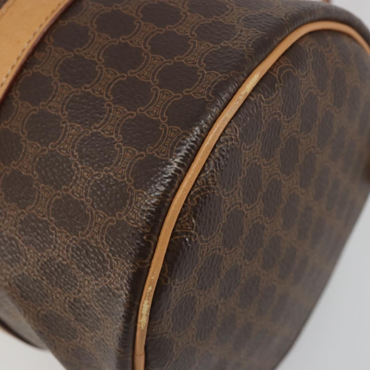 CELINE Macadam Canvas Shoulder Bag PVC Leather Brown Gold Auth 185605A