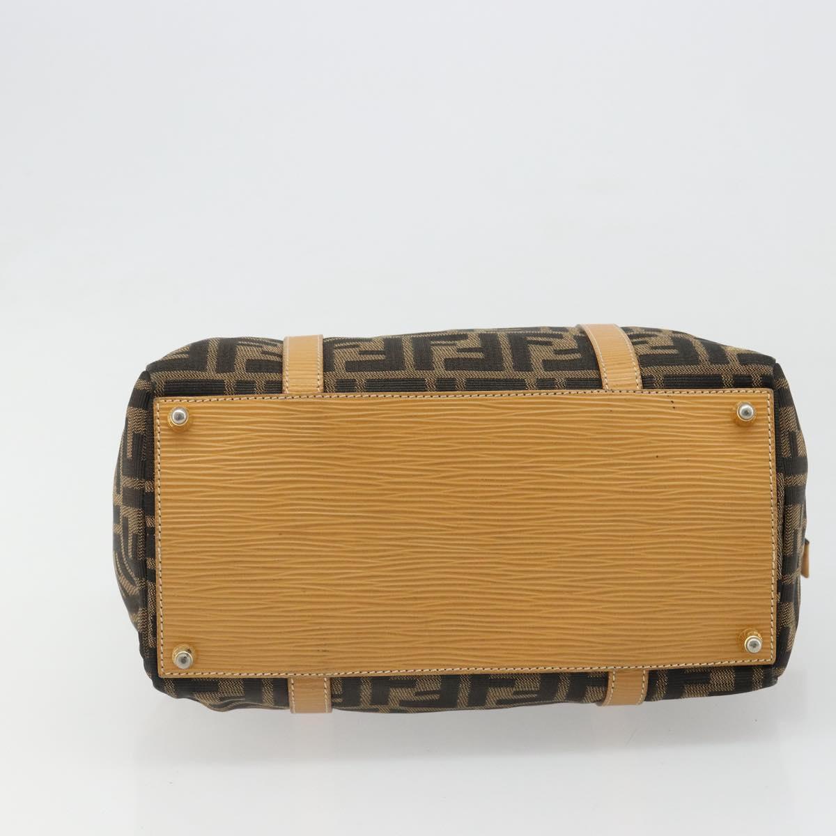 FENDI Zucca Canvas Hand Bag Black Brown Auth 185608A