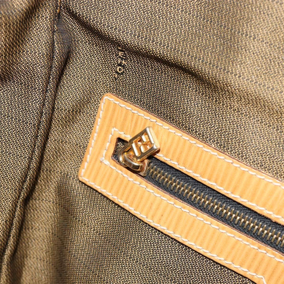 FENDI Zucca Canvas Hand Bag Black Brown Auth 185608A