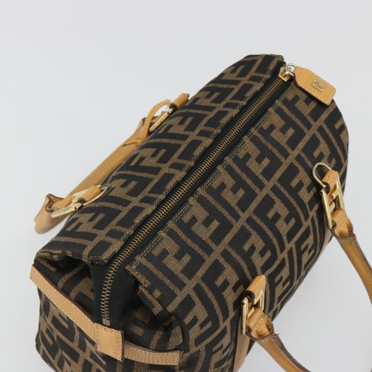 FENDI Zucca Canvas Hand Bag Black Brown Auth 185608A