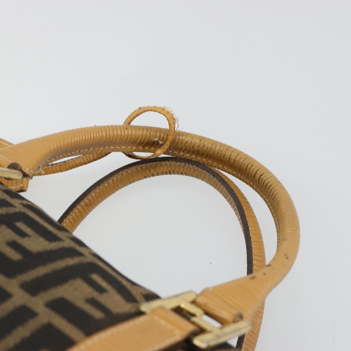 FENDI Zucca Canvas Hand Bag Black Brown Auth 185608A