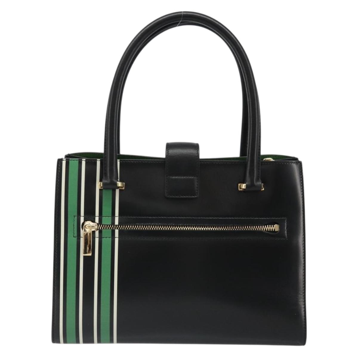 Salvatore Ferragamo Gancini Hand Bag Leather Black Gold Auth 185609A